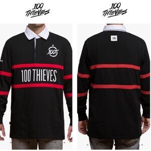 100 Thieves 2022 Primary Jersey‎ Polo in Black/Red/white 3X